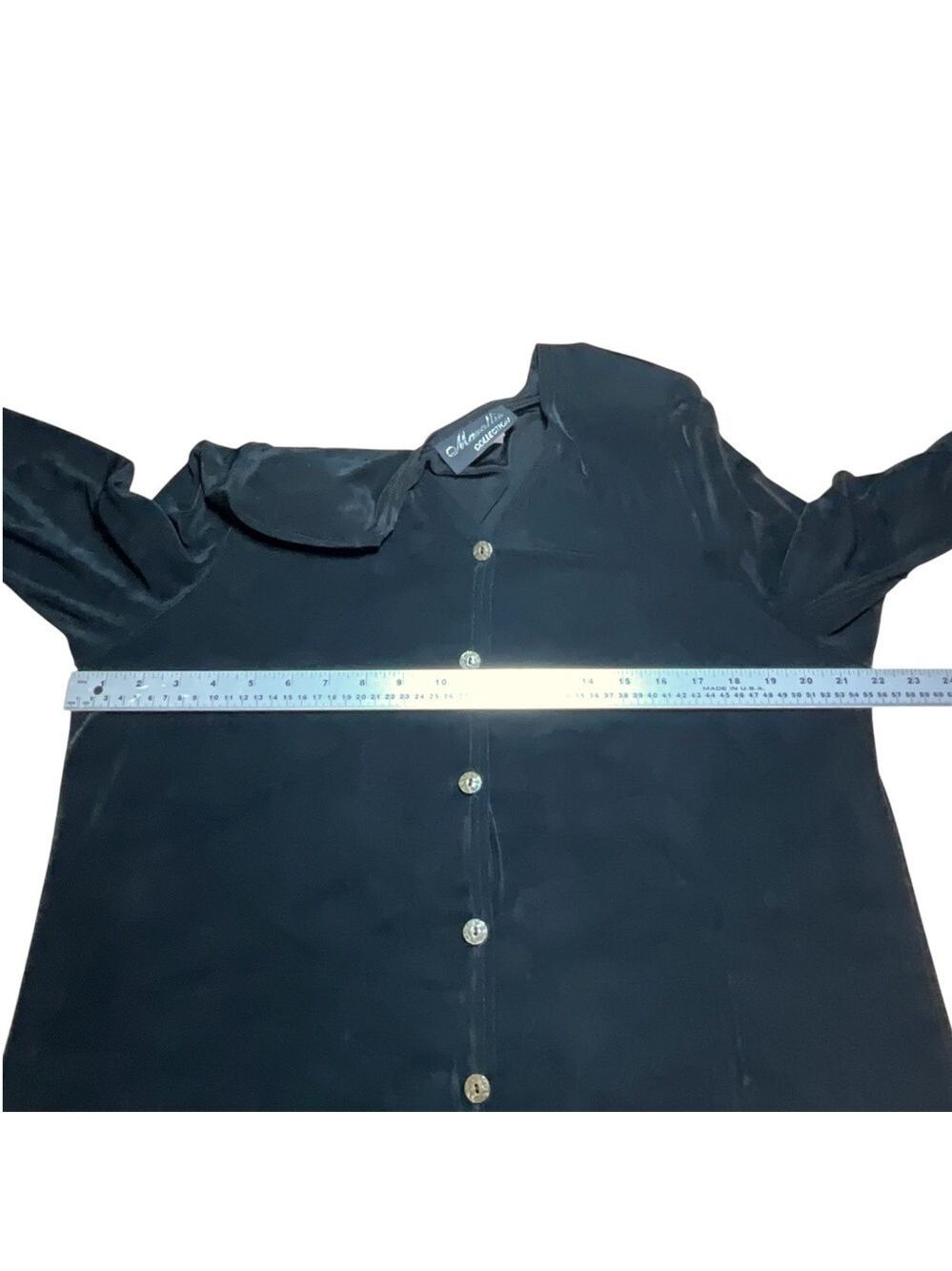 MARALLIS COLLECTION Jersey Knit Black Long Line Button Front Cardigan US Sz L - Picture 6 of 9